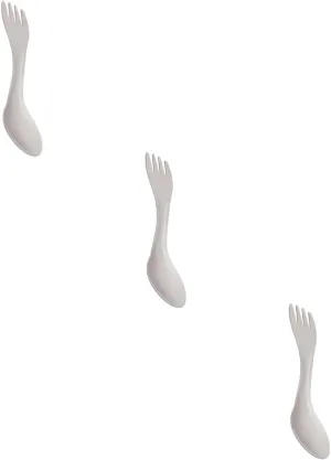 Yardwe 3pcs Portable Double-ended Spork Multi-function Titanium Spoon Fork for Camping Hiking and Outdoor Tableware Lightweight Durable Cutlery for Picnics and Travel Silver
