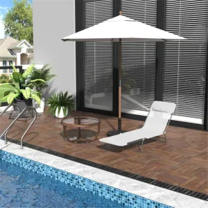 yotefe Folding Chaise Lounge Chair Outdoor, Beach Chairs for Adults with 5-Level Adjustable Backrest, Tanning Chair with Face Hole, Recliner Chair w/Patio, Lawn, Backyard, Camping,White