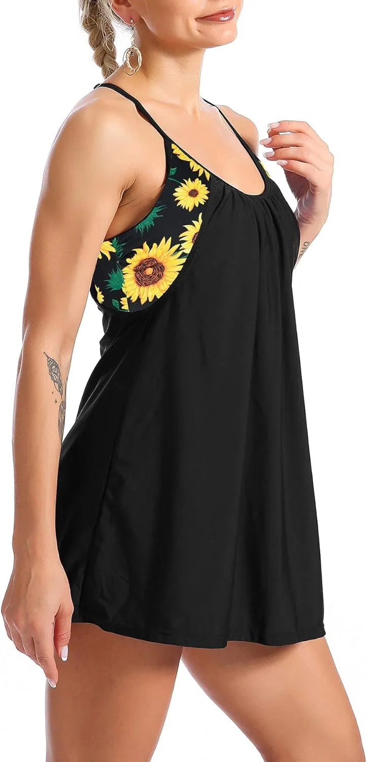 Zando Tankini Swimsuits for Women 2024 Athletic Two Piece Bathing Suit Sporty Swimwear Long Torso Swim Top with Boyshorts