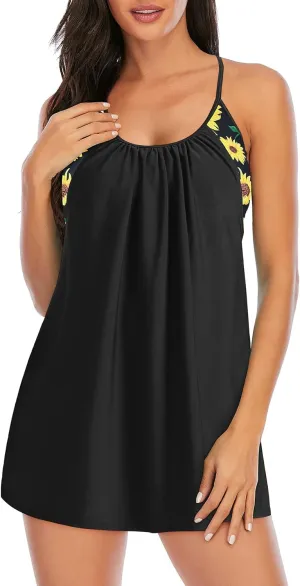 Zando Tankini Swimsuits for Women 2024 Athletic Two Piece Bathing Suit Sporty Swimwear Long Torso Swim Top with Boyshorts