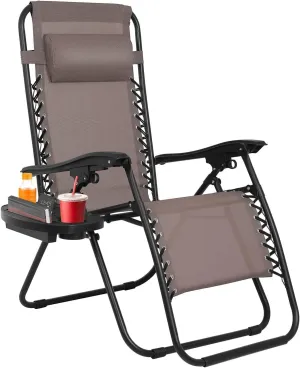 Zero Gravity Chair, Zero Gravity Lounge Chair, 1 Pack Folding Lawn Chair (Brown)