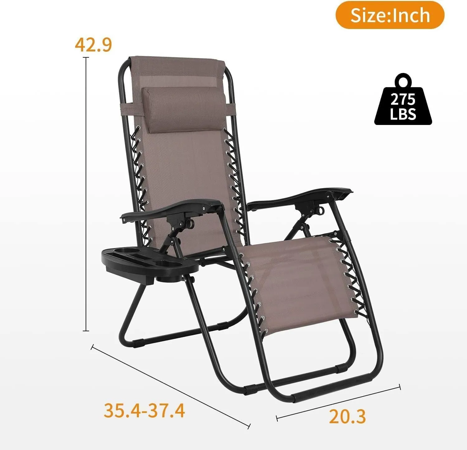 Zero Gravity Chair, Zero Gravity Lounge Chair, 1 Pack Folding Lawn Chair (Brown)